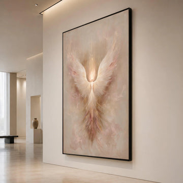 Angelic Phoenix Rising Canvas, Spiritual Wall Art, Light Wings Decoration, Mystical Bird Home Decor, Ready to Hang Artwork Canvas Print Art