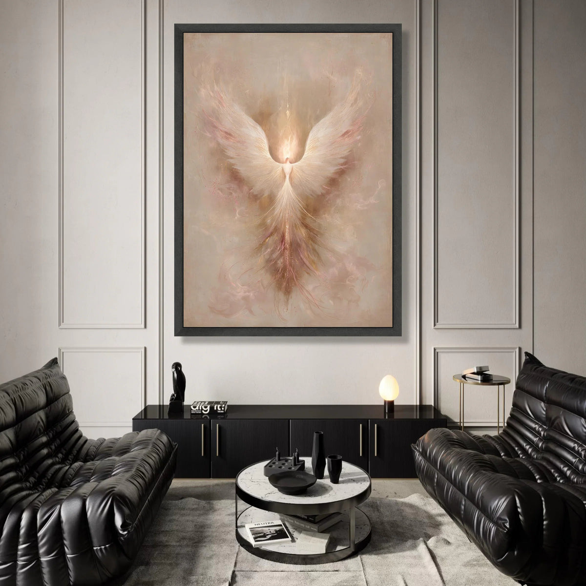 Angelic Phoenix Rising Canvas, Spiritual Wall Art, Light Wings Decoration, Mystical Bird Home Decor, Ready to Hang Artwork Canvas Print Art