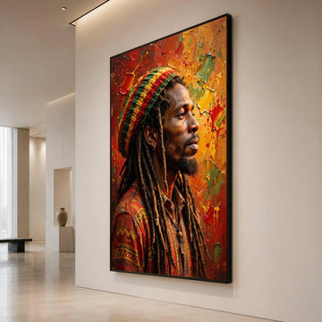 Vibrant Rastafarian Man Portrait Canvas, Colorful Dreadlocks Wall Art, Afrocentric Home Decor, Ethnic Style Canvas Print, Canvas Print Art
