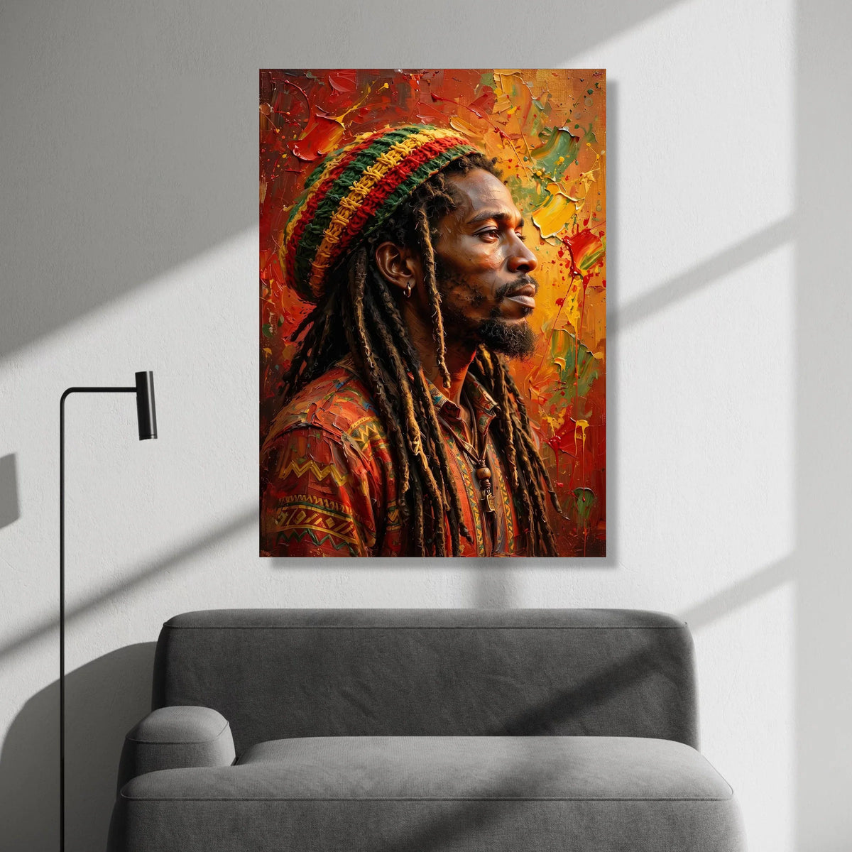 Vibrant Rastafarian Man Portrait Canvas, Colorful Dreadlocks Wall Art, Afrocentric Home Decor, Ethnic Style Canvas Print, Canvas Print Art