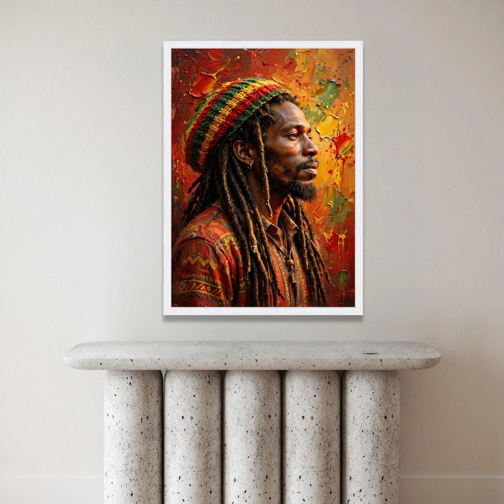 Vibrant Rastafarian Man Portrait Canvas, Colorful Dreadlocks Wall Art, Afrocentric Home Decor, Ethnic Style Canvas Print, Canvas Print Art