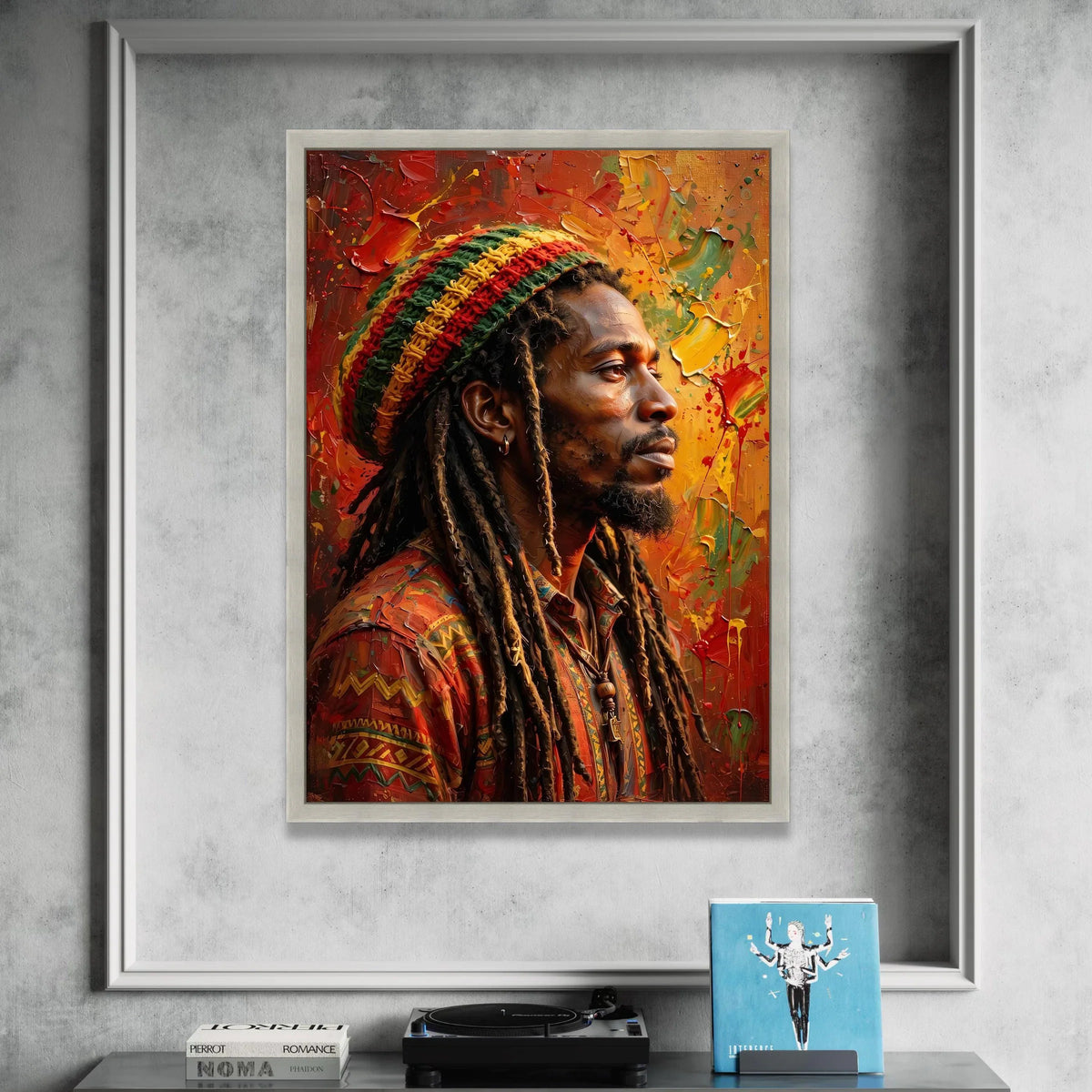Vibrant Rastafarian Man Portrait Canvas, Colorful Dreadlocks Wall Art, Afrocentric Home Decor, Ethnic Style Canvas Print, Canvas Print Art
