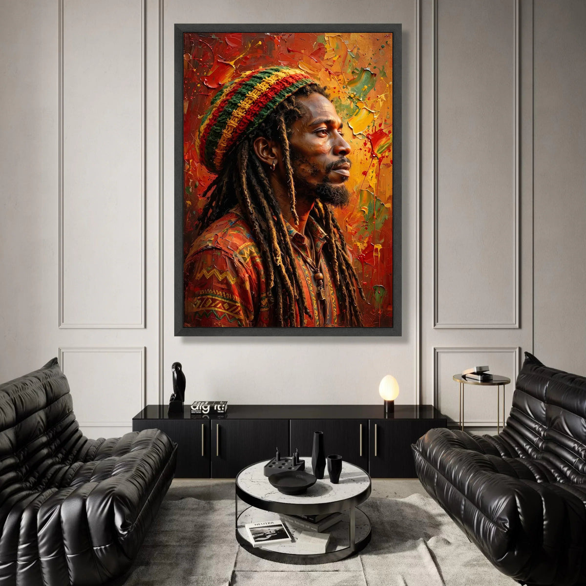Vibrant Rastafarian Man Portrait Canvas, Colorful Dreadlocks Wall Art, Afrocentric Home Decor, Ethnic Style Canvas Print, Canvas Print Art