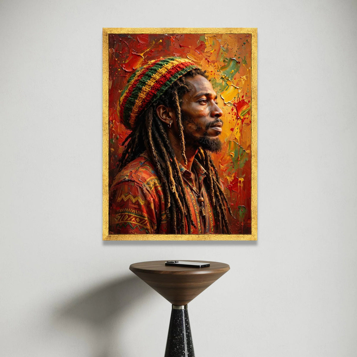 Vibrant Rastafarian Man Portrait Canvas, Colorful Dreadlocks Wall Art, Afrocentric Home Decor, Ethnic Style Canvas Print, Canvas Print Art