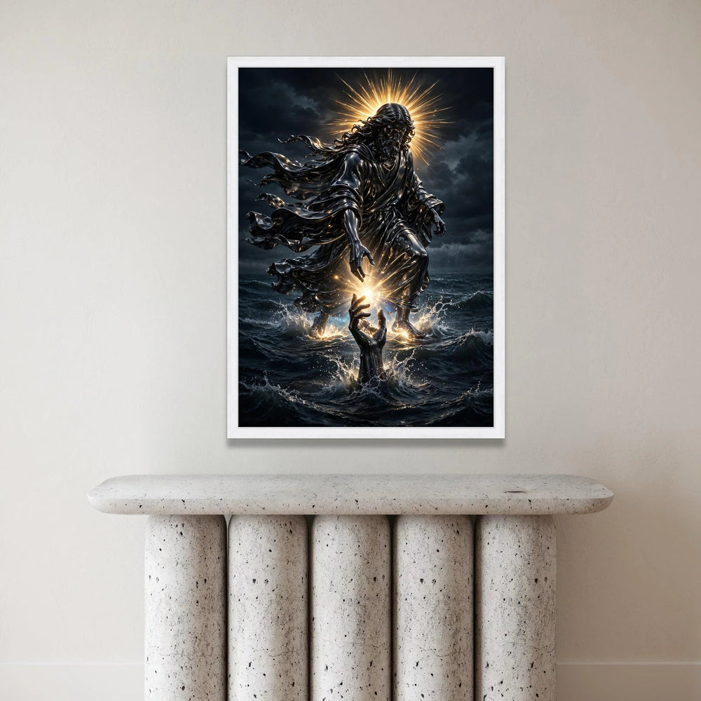 Divine Light Savior Canvas, Spiritual Jesus Wall Art, Illuminated Religious Decor, Inspirational Christian Canvas, Modern Canvas Print Art