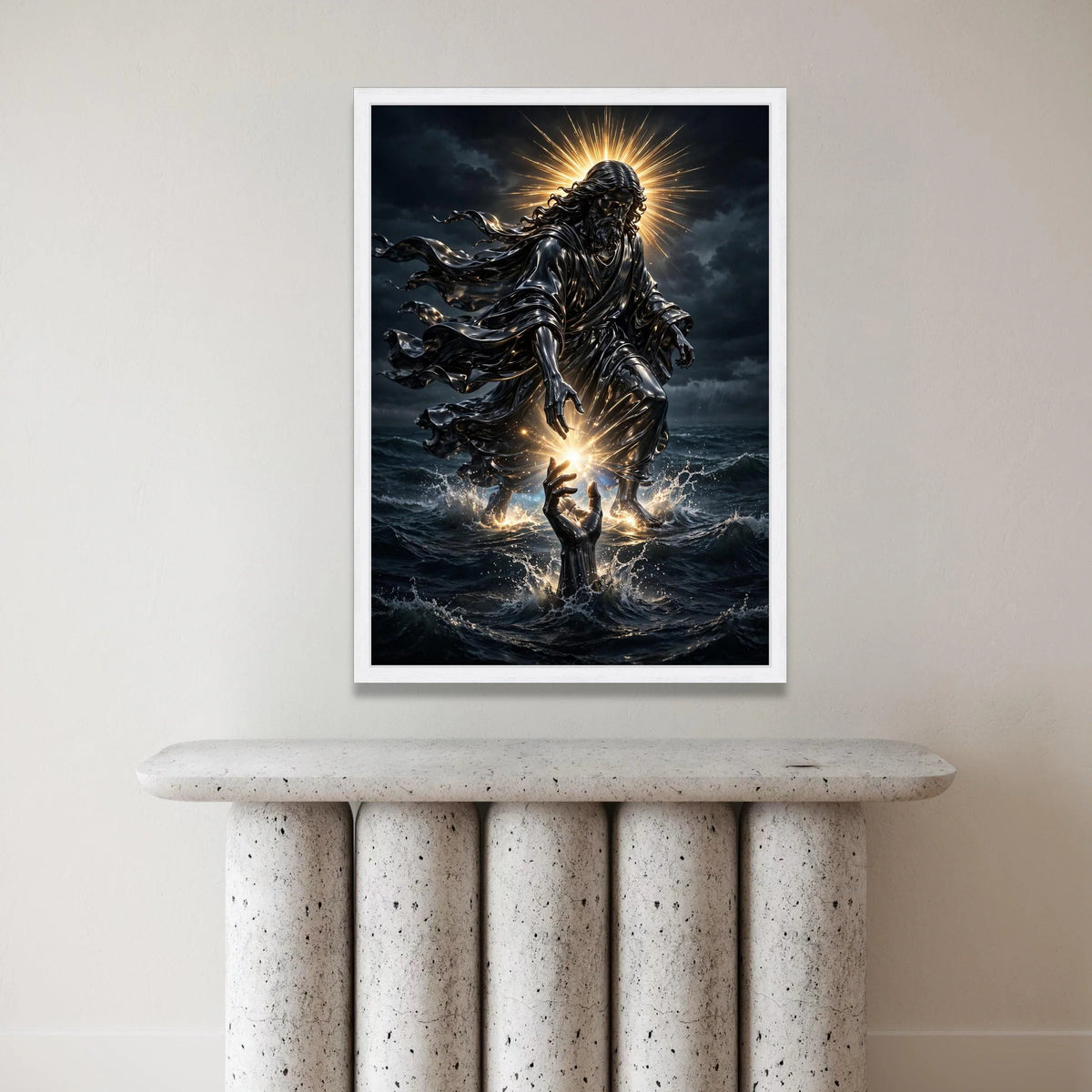 Divine Light Savior Canvas, Spiritual Jesus Wall Art, Illuminated Religious Decor, Inspirational Christian Canvas, Modern Canvas Print Art