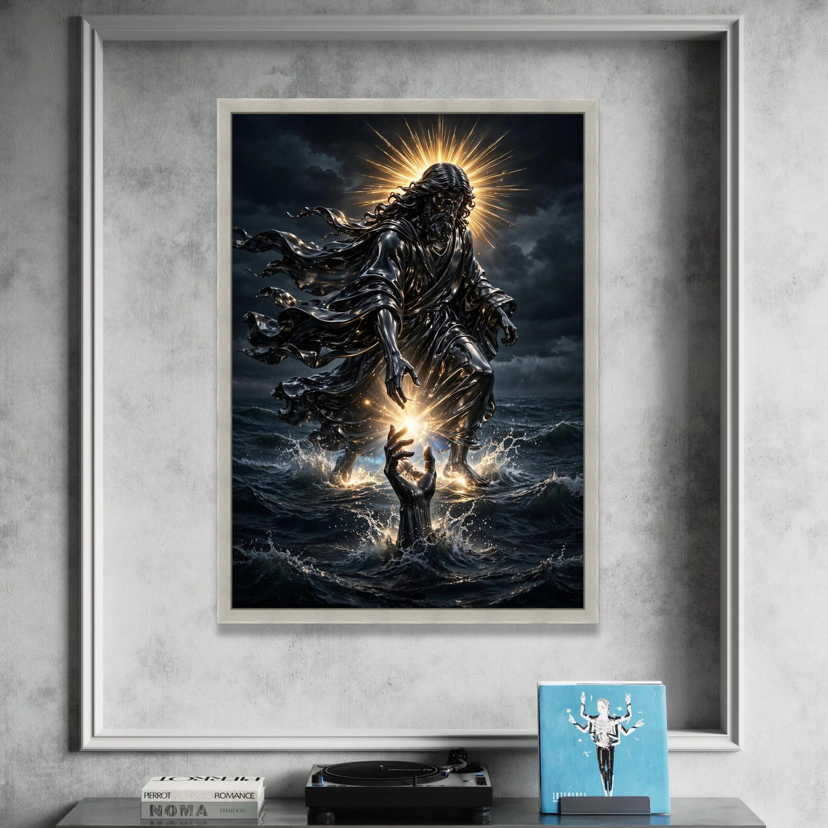 Divine Light Savior Canvas, Spiritual Jesus Wall Art, Illuminated Religious Decor, Inspirational Christian Canvas, Modern Canvas Print Art