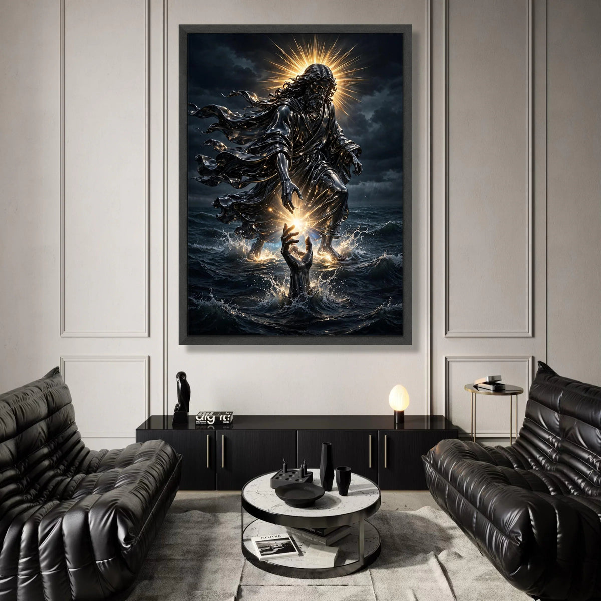 Divine Light Savior Canvas, Spiritual Jesus Wall Art, Illuminated Religious Decor, Inspirational Christian Canvas, Modern Canvas Print Art