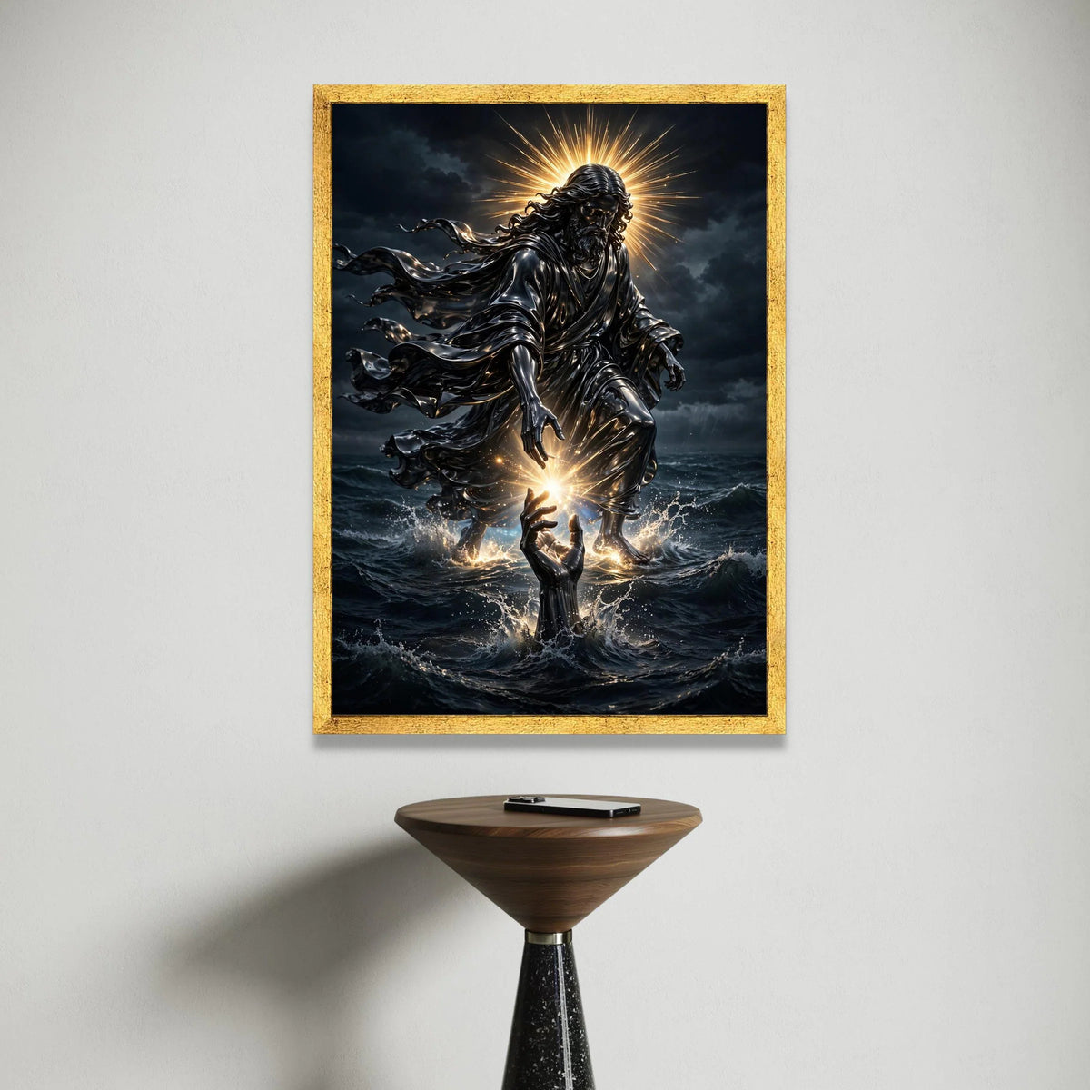 Divine Light Savior Canvas, Spiritual Jesus Wall Art, Illuminated Religious Decor, Inspirational Christian Canvas, Modern Canvas Print Art