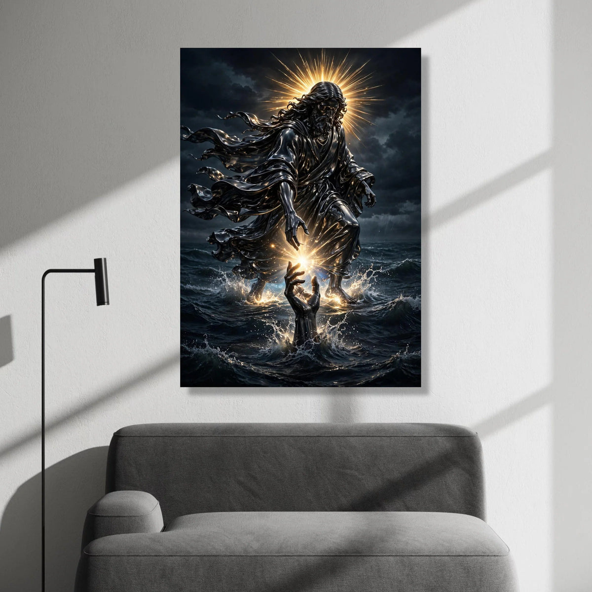 Divine Light Savior Canvas, Spiritual Jesus Wall Art, Illuminated Religious Decor, Inspirational Christian Canvas, Modern Canvas Print Art