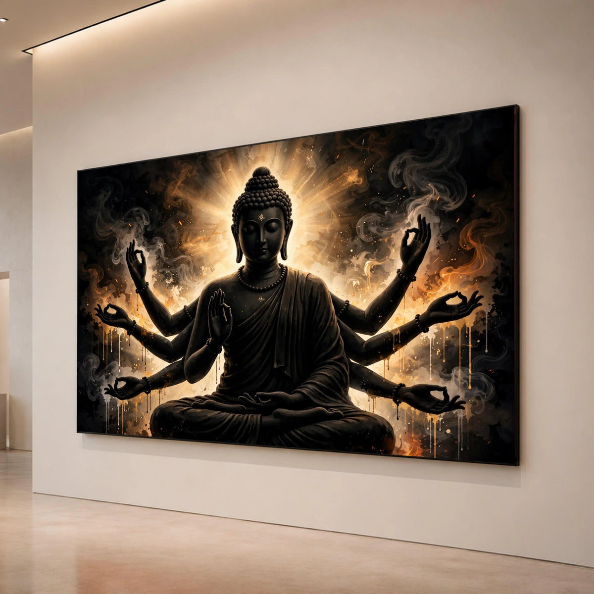 Multi-Armed Buddha Canvas, Meditation Spiritual Wall Art, Zen Home Decor, Mystical Buddha Illustration, Calm Energy Canvas Canvas Print Art