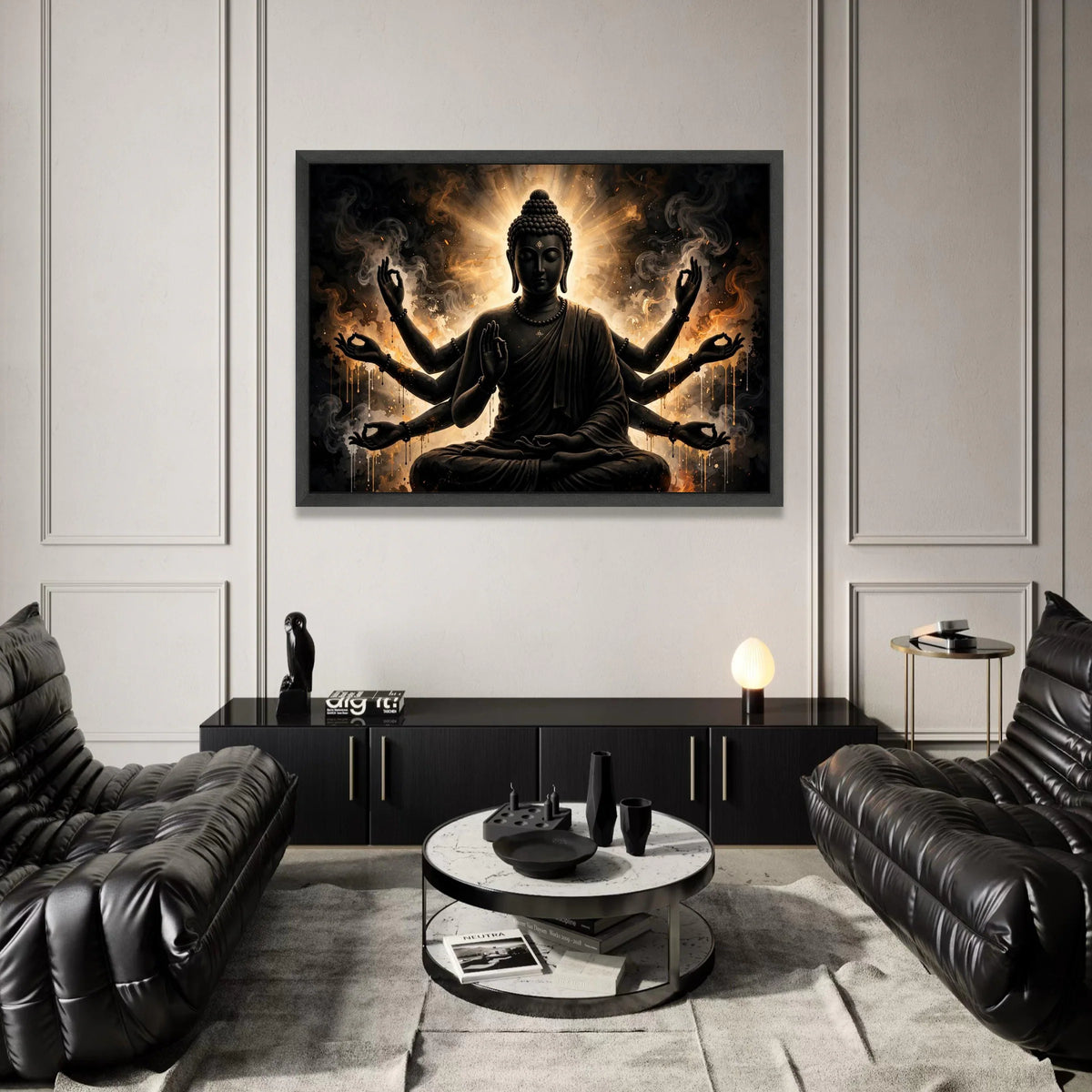 Multi-Armed Buddha Canvas, Meditation Spiritual Wall Art, Zen Home Decor, Mystical Buddha Illustration, Calm Energy Canvas Canvas Print Art