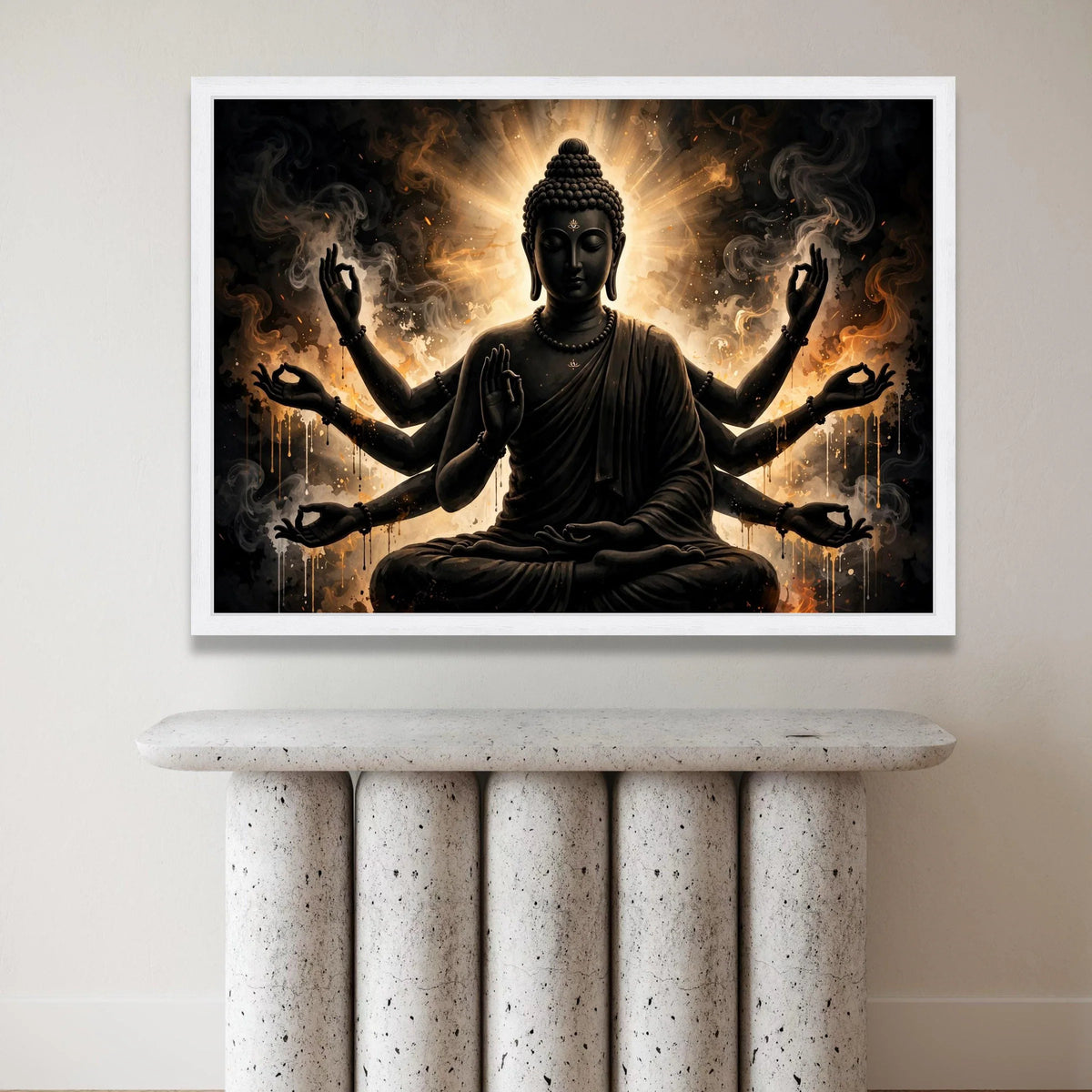 Multi-Armed Buddha Canvas, Meditation Spiritual Wall Art, Zen Home Decor, Mystical Buddha Illustration, Calm Energy Canvas Canvas Print Art