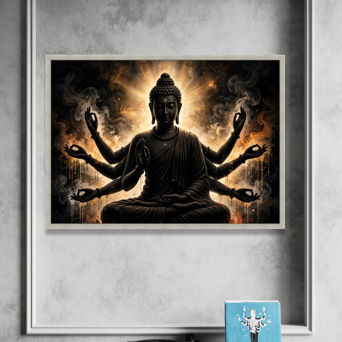 Multi-Armed Buddha Canvas, Meditation Spiritual Wall Art, Zen Home Decor, Mystical Buddha Illustration, Calm Energy Canvas Canvas Print Art