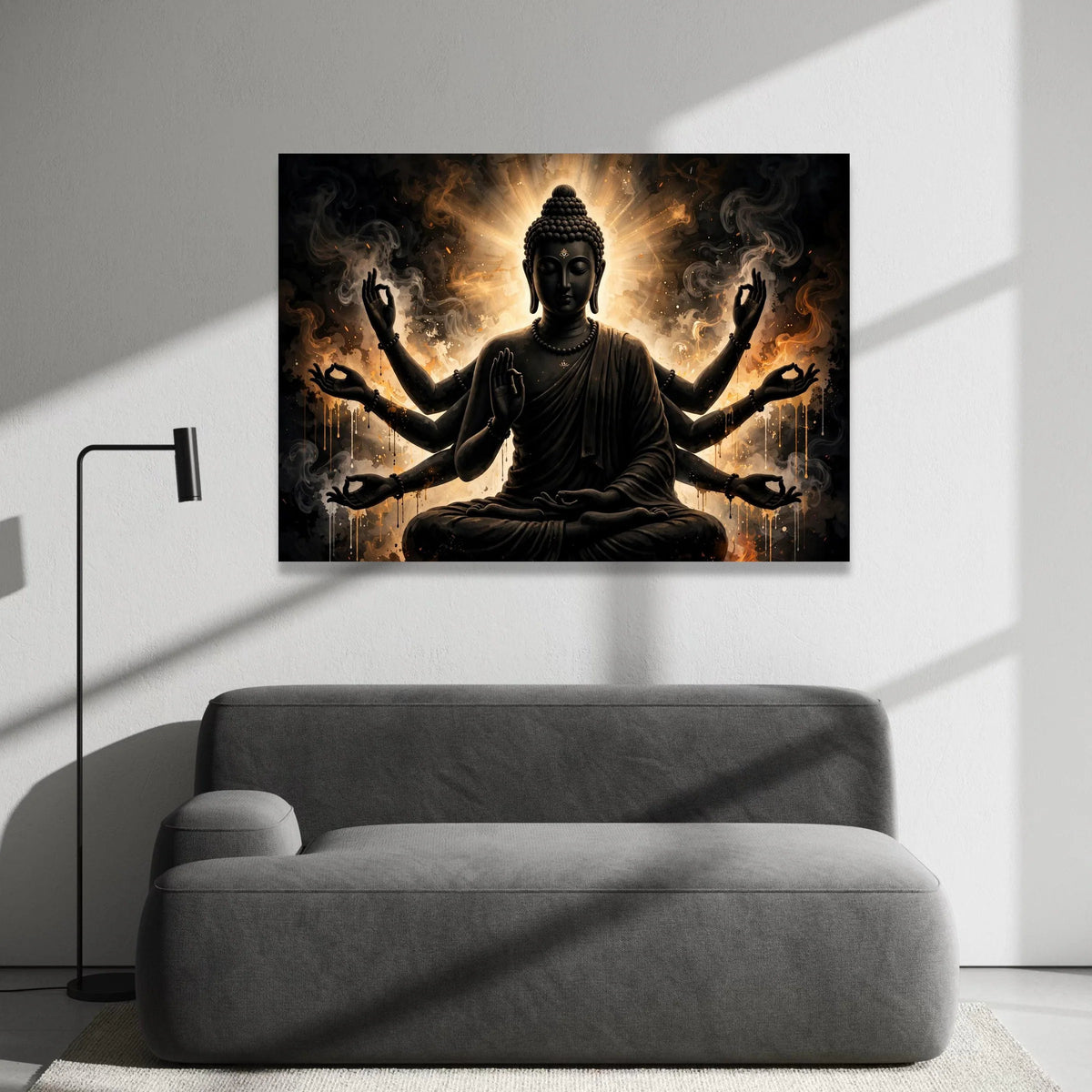Multi-Armed Buddha Canvas, Meditation Spiritual Wall Art, Zen Home Decor, Mystical Buddha Illustration, Calm Energy Canvas Canvas Print Art