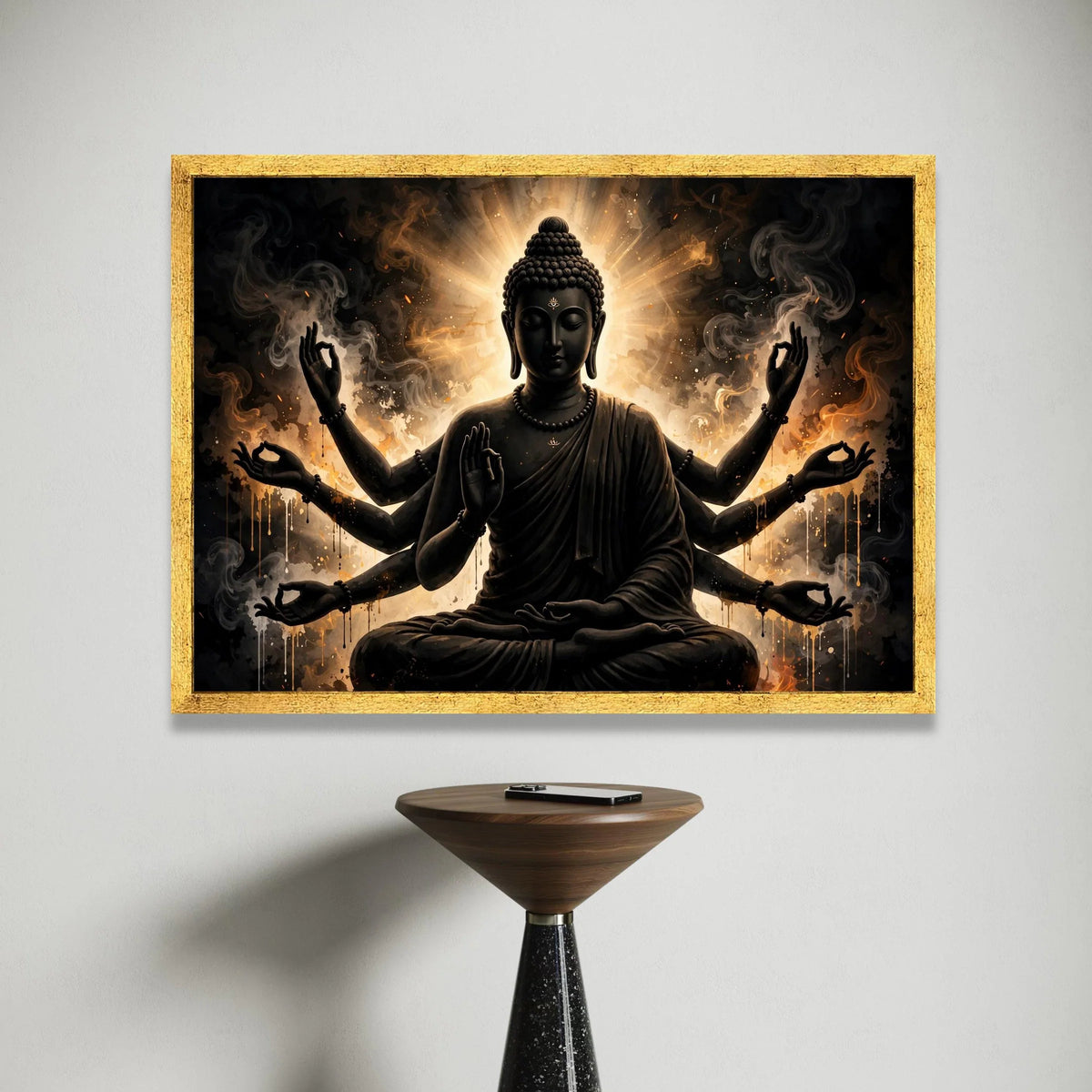Multi-Armed Buddha Canvas, Meditation Spiritual Wall Art, Zen Home Decor, Mystical Buddha Illustration, Calm Energy Canvas Canvas Print Art