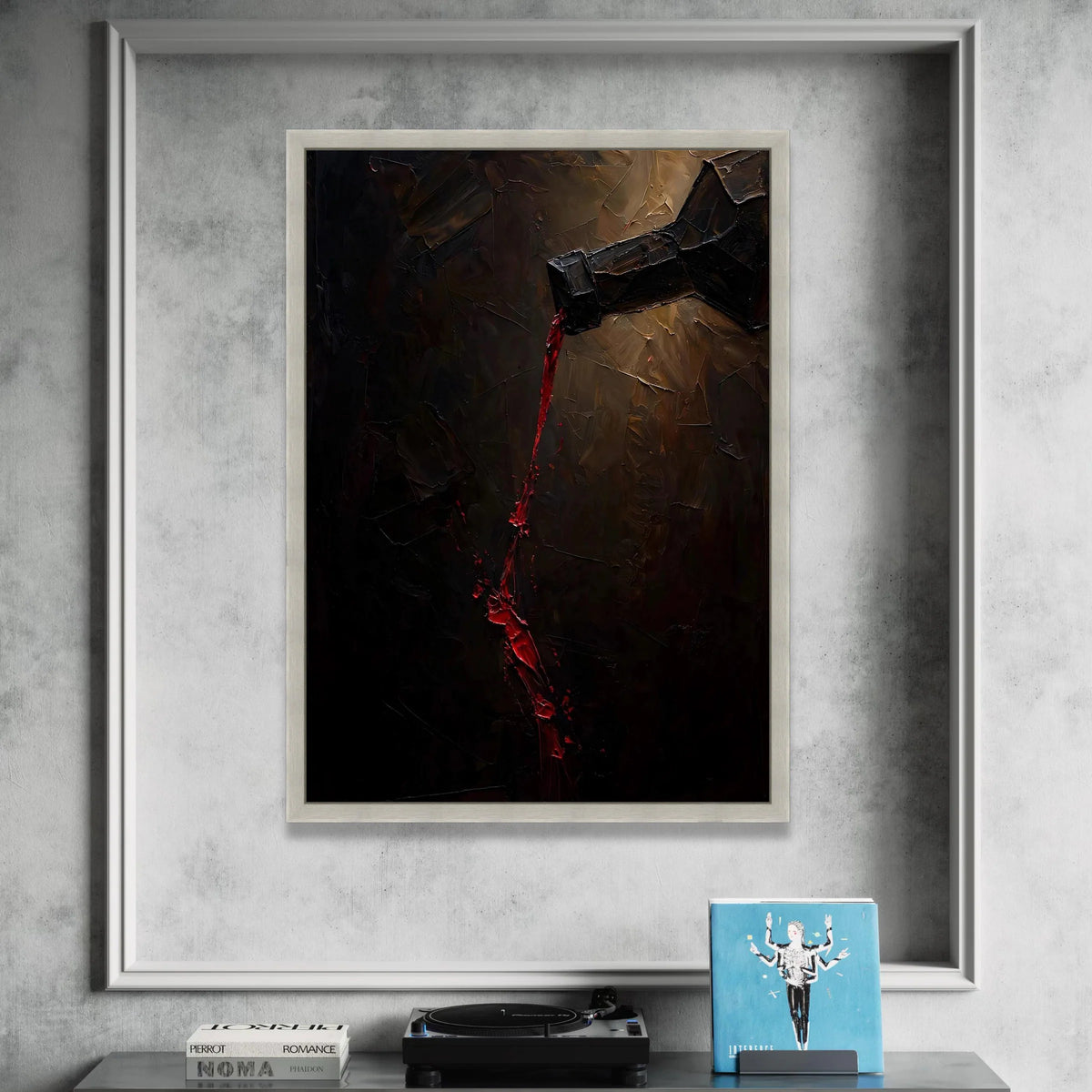 Dark Wine Pour Canvas Wall Art, Modern Abstract Beverage Painting, Rich Red Wine Flow, Kitchen Bar Decor, Ready to Hang Art Canvas Print Art