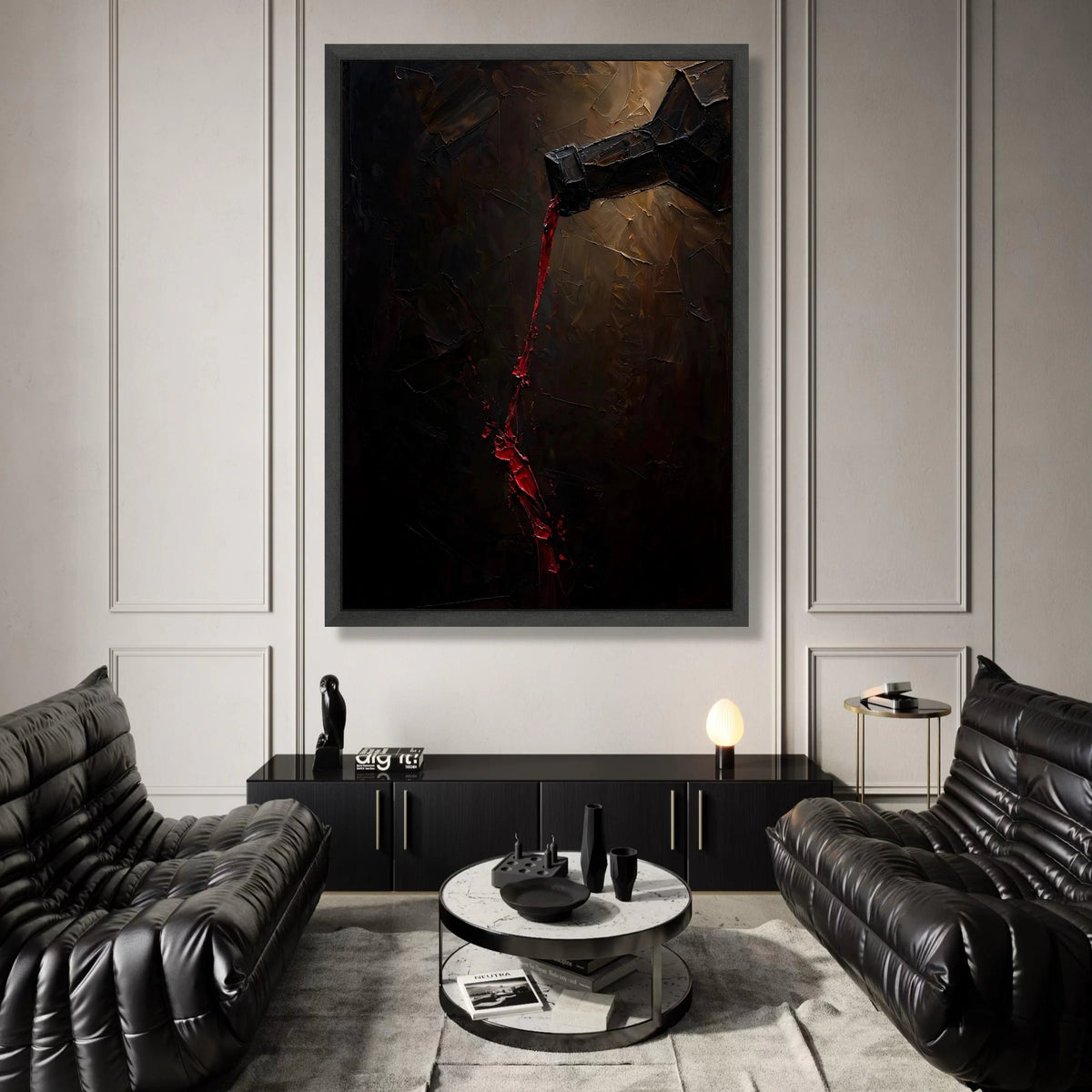 Dark Wine Pour Canvas Wall Art, Modern Abstract Beverage Painting, Rich Red Wine Flow, Kitchen Bar Decor, Ready to Hang Art Canvas Print Art