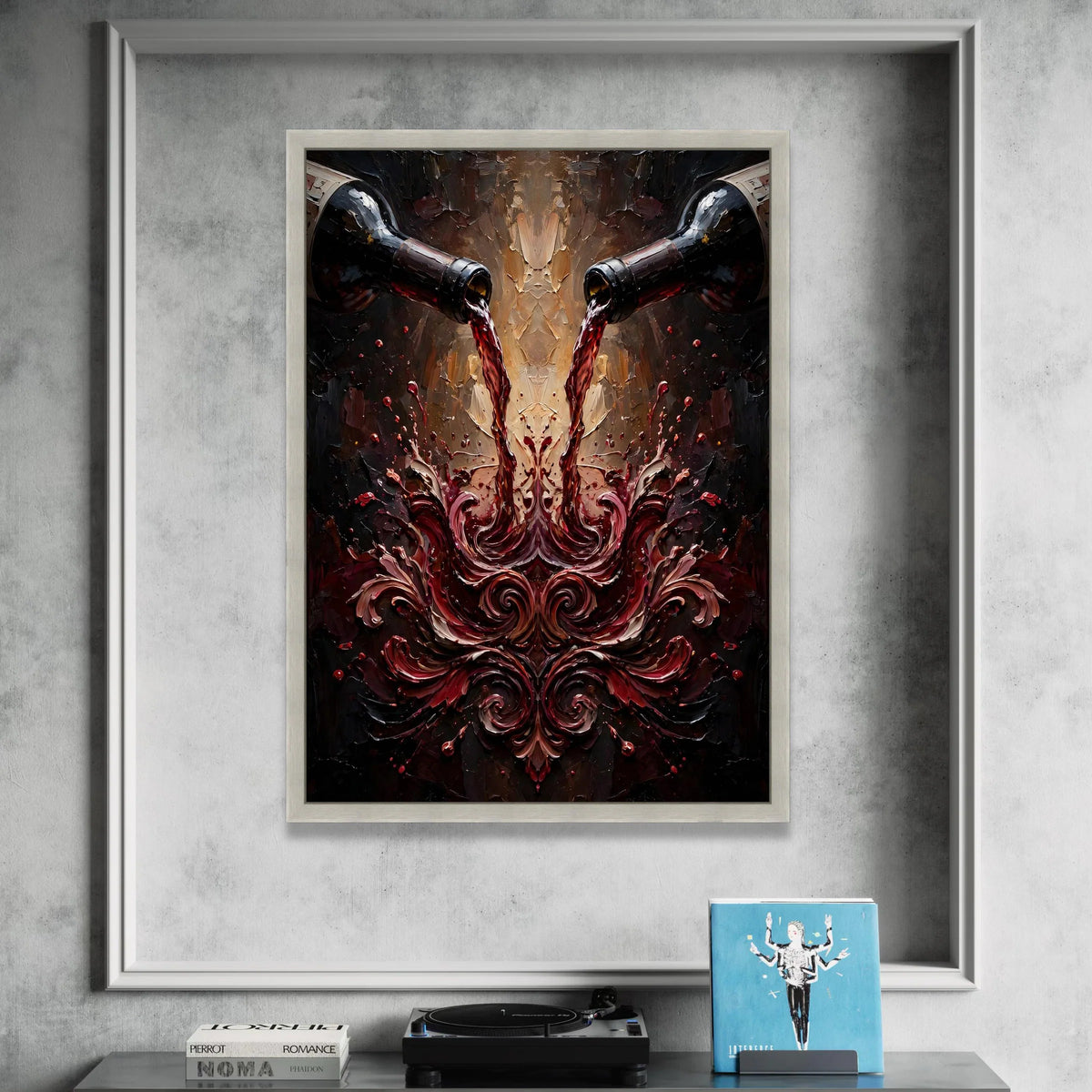 Pouring Red Wine Splash Canvas, Elegant Wine Bottle Art, Bar Wall Decoration, Modern Drink Canvas, Kitchen and Dining Room Canvas Print Art