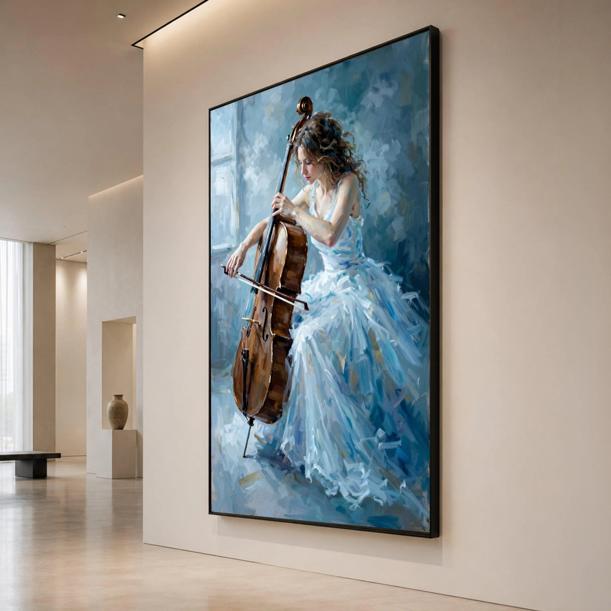 Elegant Woman Playing Cello Canvas, Classical Music Art, Ballet Dress Painting, Instrument Wall Art, Home Decoration Canvas Canvas Print Art