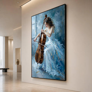 Elegant Woman Playing Cello Canvas, Classical Music Art, Ballet Dress Painting, Instrument Wall Art, Home Decoration Canvas Canvas Print Art