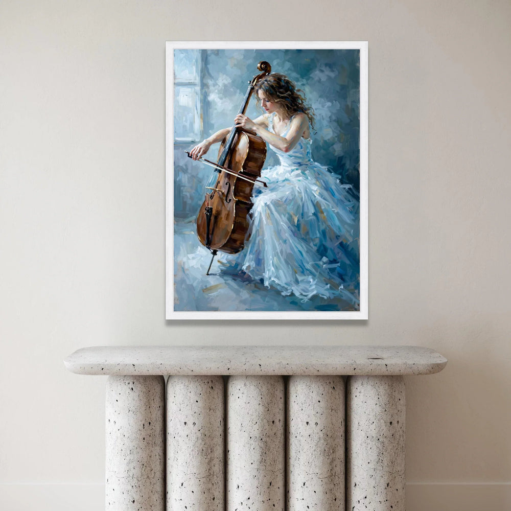 Elegant Woman Playing Cello Canvas, Classical Music Art, Ballet Dress Painting, Instrument Wall Art, Home Decoration Canvas Canvas Print Art