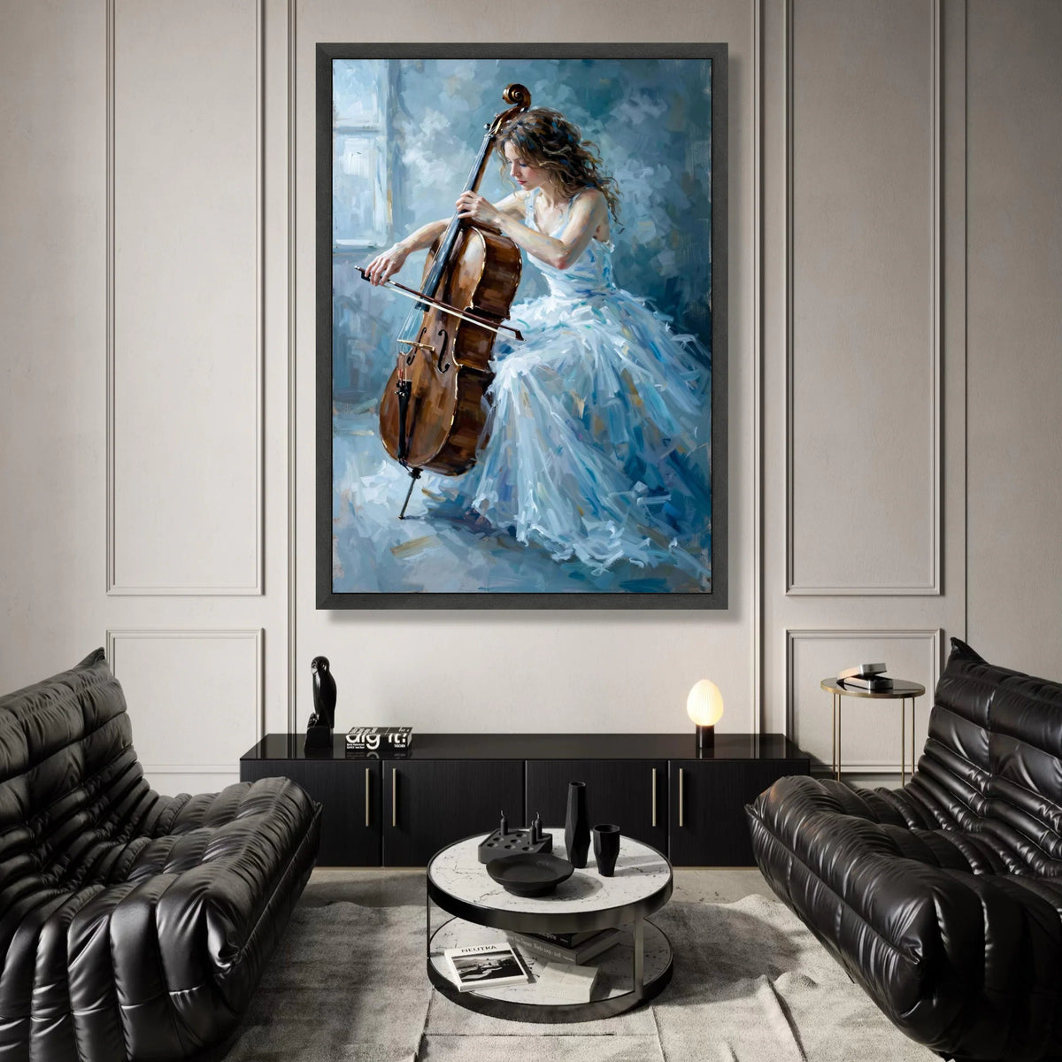 Elegant Woman Playing Cello Canvas, Classical Music Art, Ballet Dress Painting, Instrument Wall Art, Home Decoration Canvas Canvas Print Art