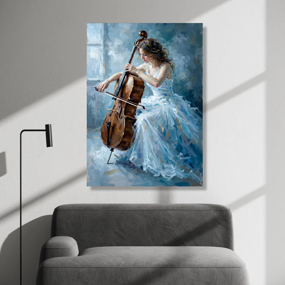 Elegant Woman Playing Cello Canvas, Classical Music Art, Ballet Dress Painting, Instrument Wall Art, Home Decoration Canvas Canvas Print Art