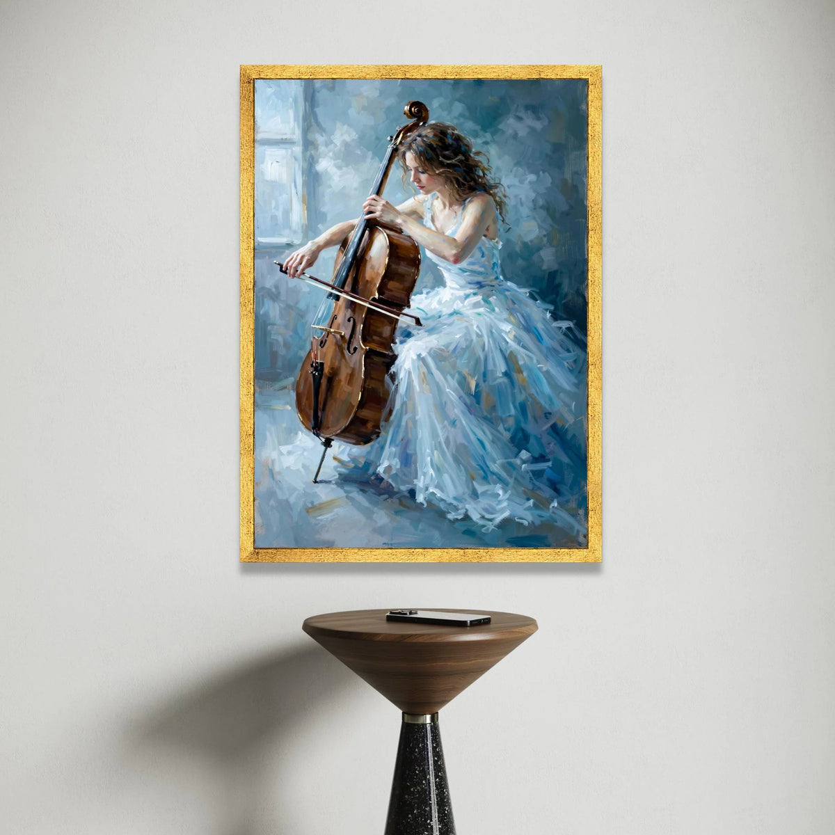 Elegant Woman Playing Cello Canvas, Classical Music Art, Ballet Dress Painting, Instrument Wall Art, Home Decoration Canvas Canvas Print Art