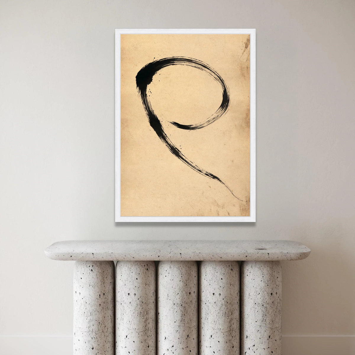 Minimalist Brush Stroke Canvas, Zen Circle Wall Art, Asian Modern Decor, Abstract Black Ink Canvas, Calm Home Decoration Canvas Print Art