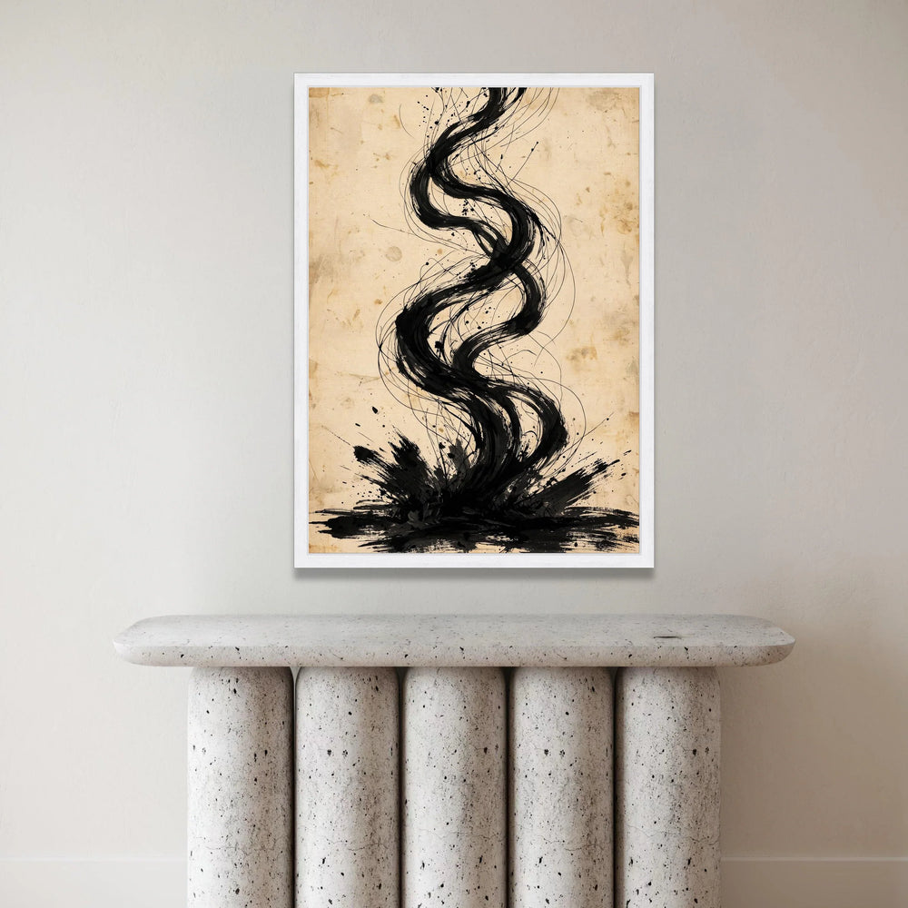 Abstract Black Swirl Lines Canvas, Modern Minimalist Wall Art, Contemporary Ink Design, Vertical Decorative Canvas, Home Canvas Print Art