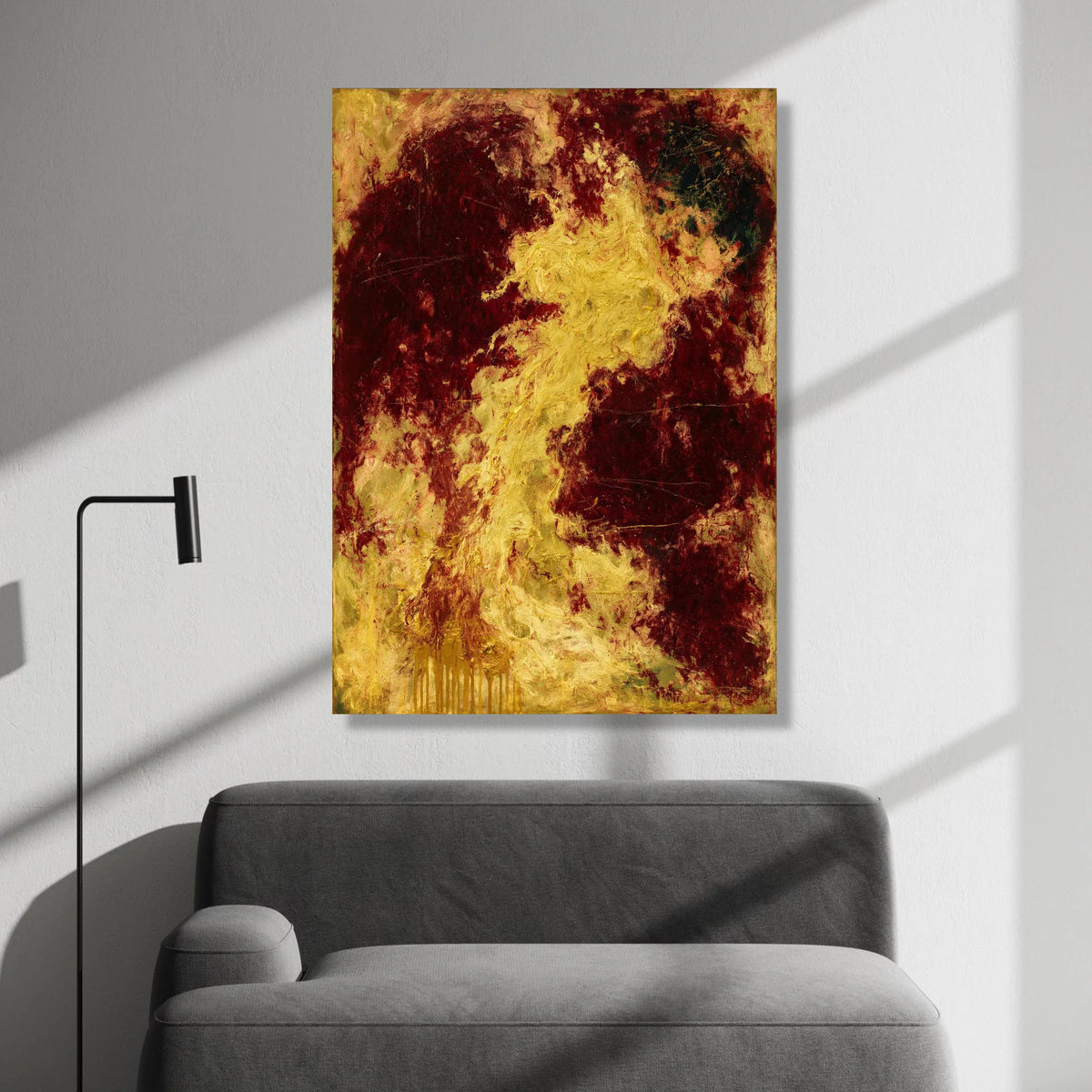 Fiery Abstract Canvas Wall Art, Red and Yellow Modern Home Decor, Bold Color Splash Canvas, Expressive Living Room Canvas Print Art