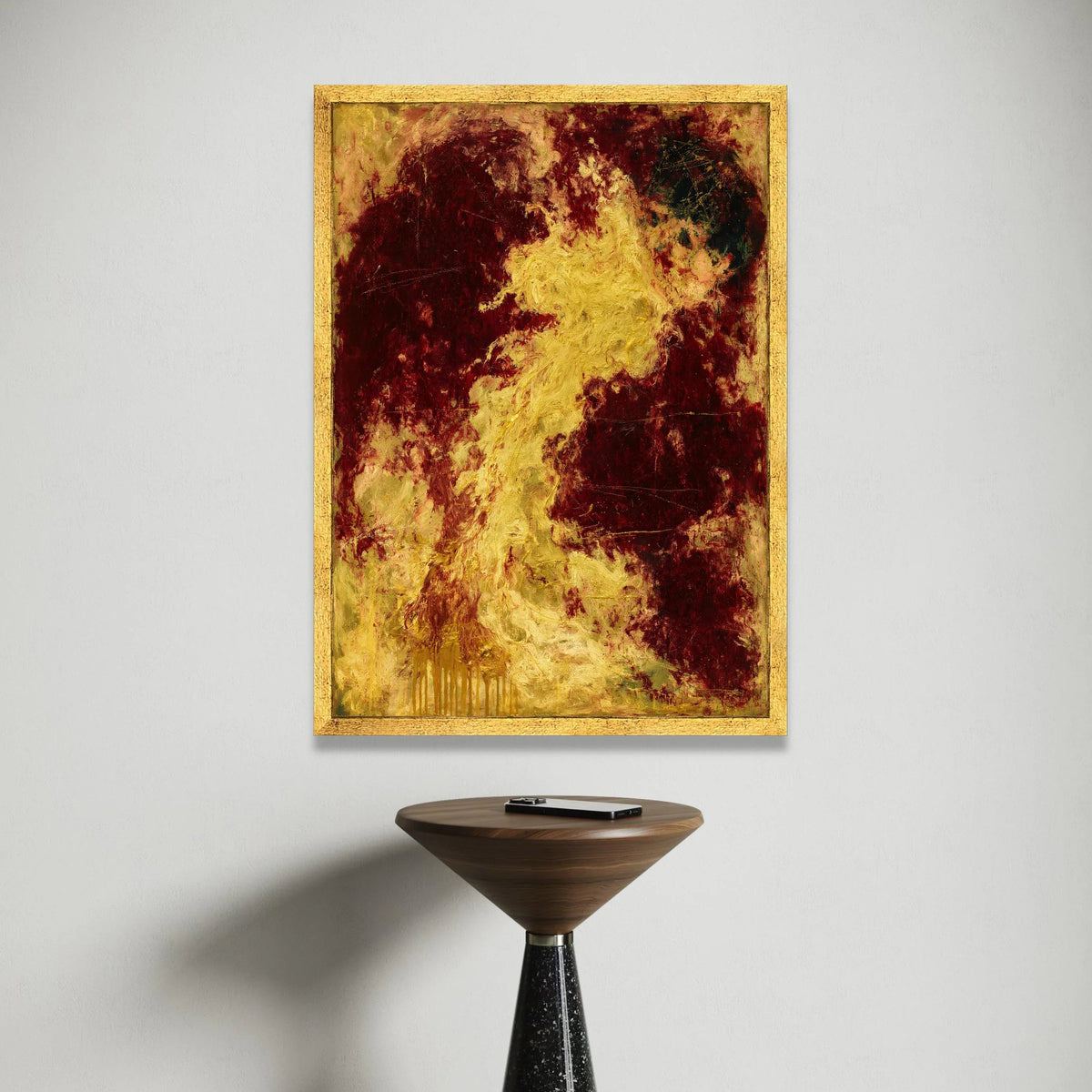 Fiery Abstract Canvas Wall Art, Red and Yellow Modern Home Decor, Bold Color Splash Canvas, Expressive Living Room Canvas Print Art