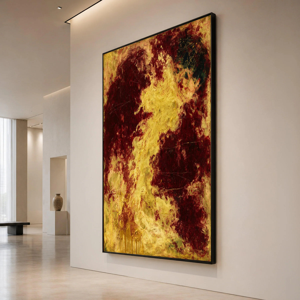 Fiery Abstract Canvas Wall Art, Red and Yellow Modern Home Decor, Bold Color Splash Canvas, Expressive Living Room Canvas Print Art