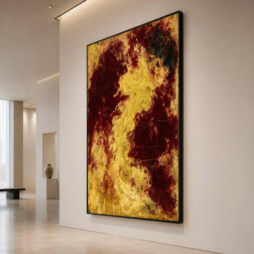 Fiery Abstract Canvas Wall Art, Red and Yellow Modern Home Decor, Bold Color Splash Canvas, Expressive Living Room Canvas Print Art