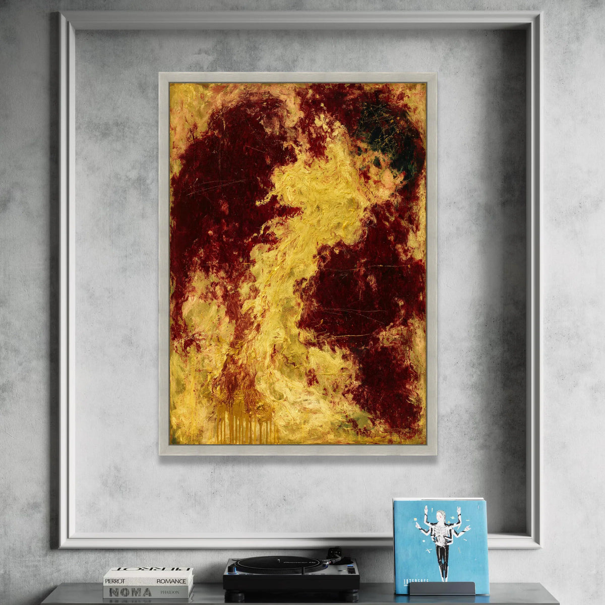 Fiery Abstract Canvas Wall Art, Red and Yellow Modern Home Decor, Bold Color Splash Canvas, Expressive Living Room Canvas Print Art