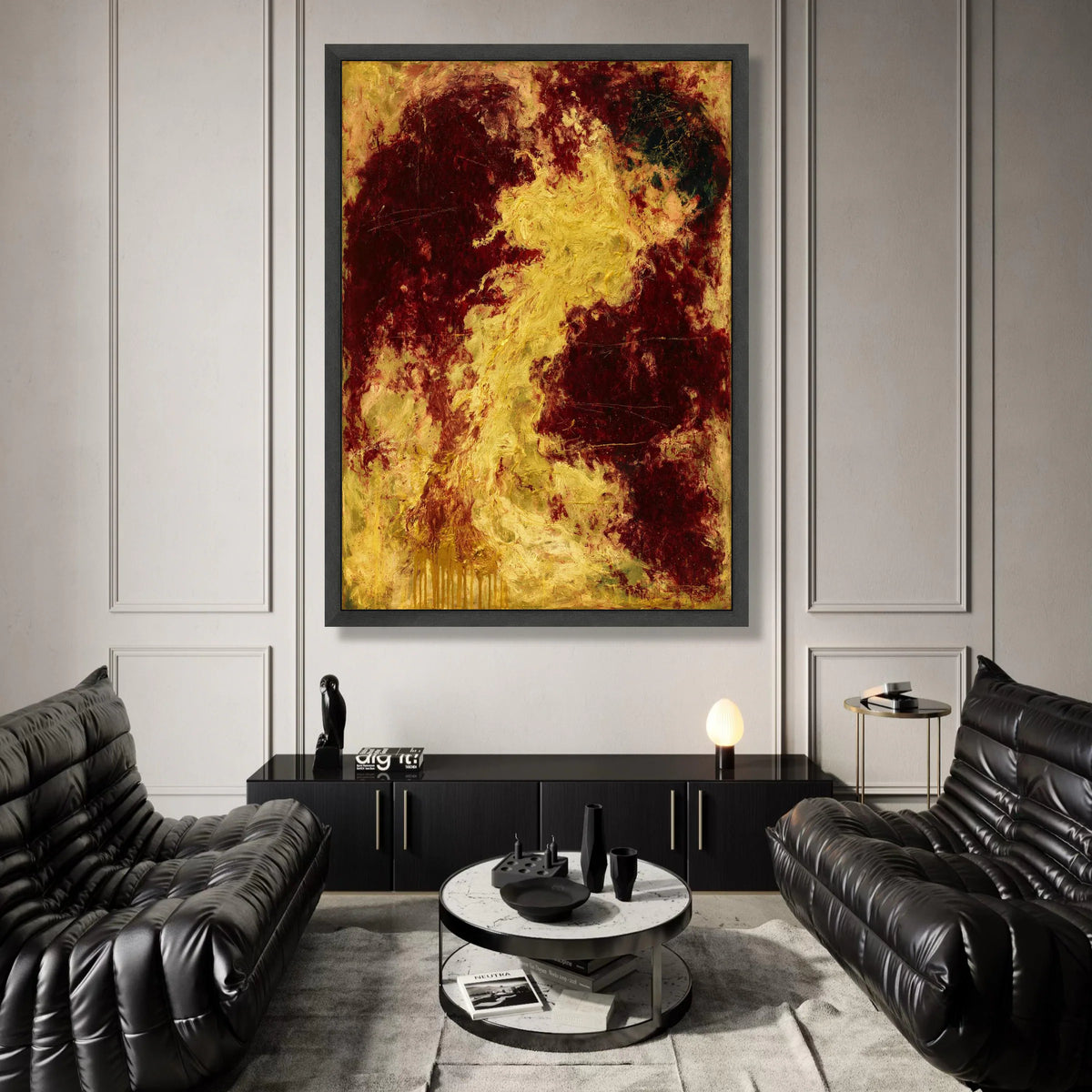 Fiery Abstract Canvas Wall Art, Red and Yellow Modern Home Decor, Bold Color Splash Canvas, Expressive Living Room Canvas Print Art