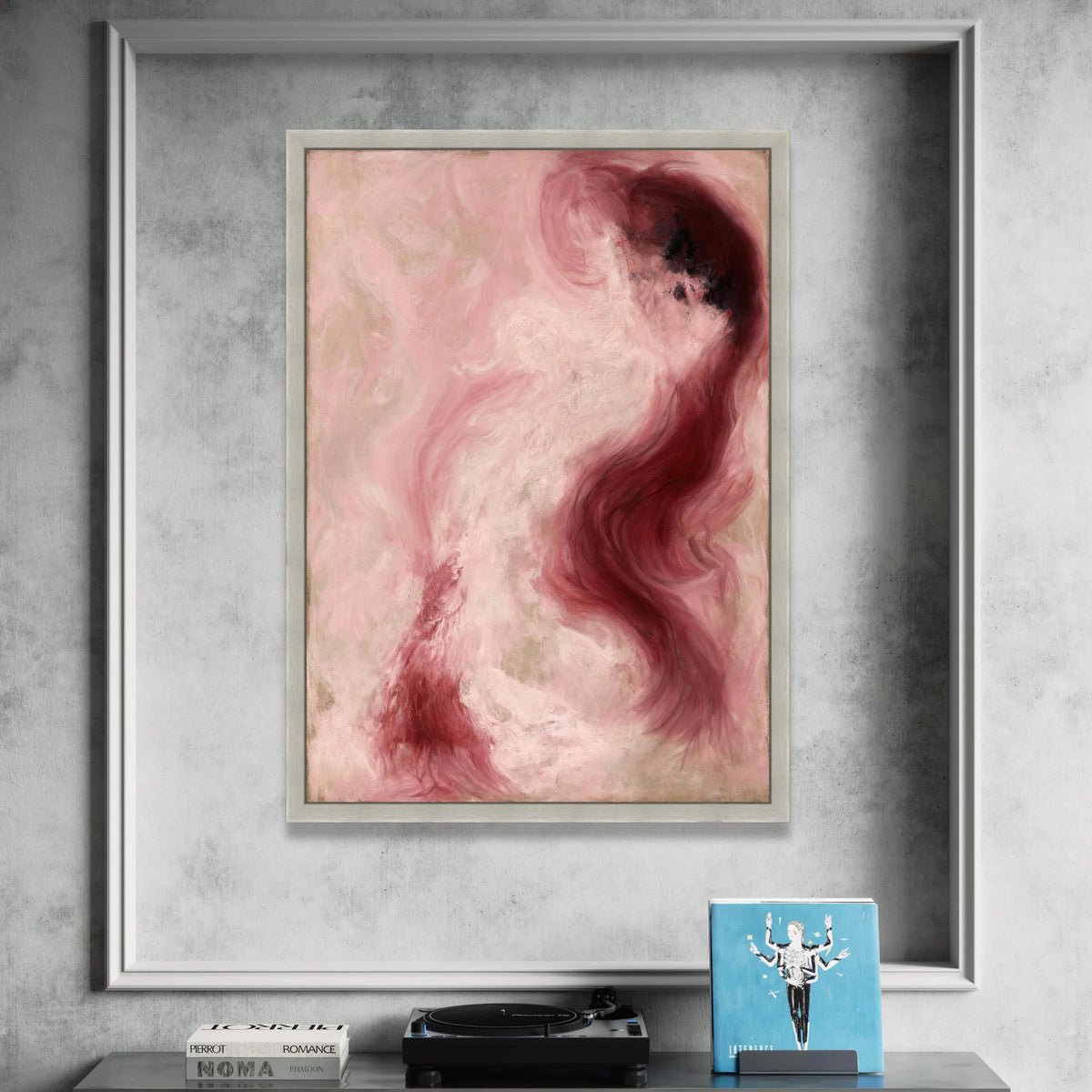 Abstract Pink and Burgundy Swirls Canvas, Modern Fluid Art Wall Decor, Soft Color Flow Design, Contemporary Home Decoration Canvas Print Art