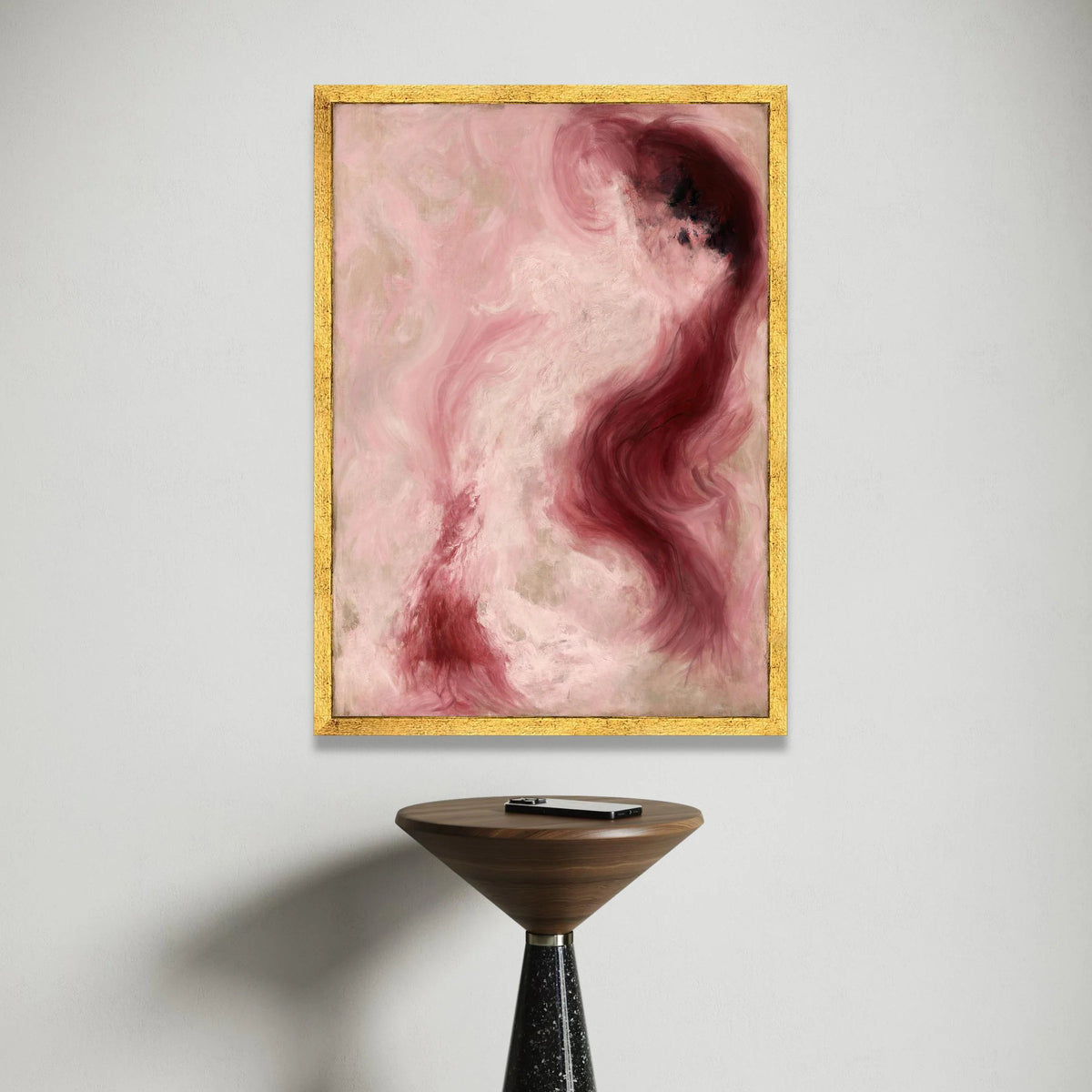 Abstract Pink and Burgundy Swirls Canvas, Modern Fluid Art Wall Decor, Soft Color Flow Design, Contemporary Home Decoration Canvas Print Art