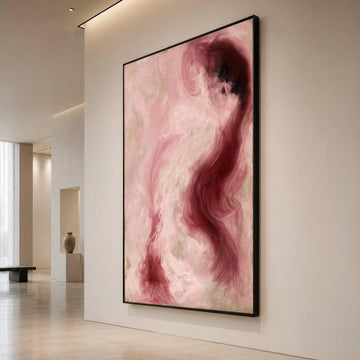 Abstract Pink and Burgundy Swirls Canvas, Modern Fluid Art Wall Decor, Soft Color Flow Design, Contemporary Home Decoration Canvas Print Art