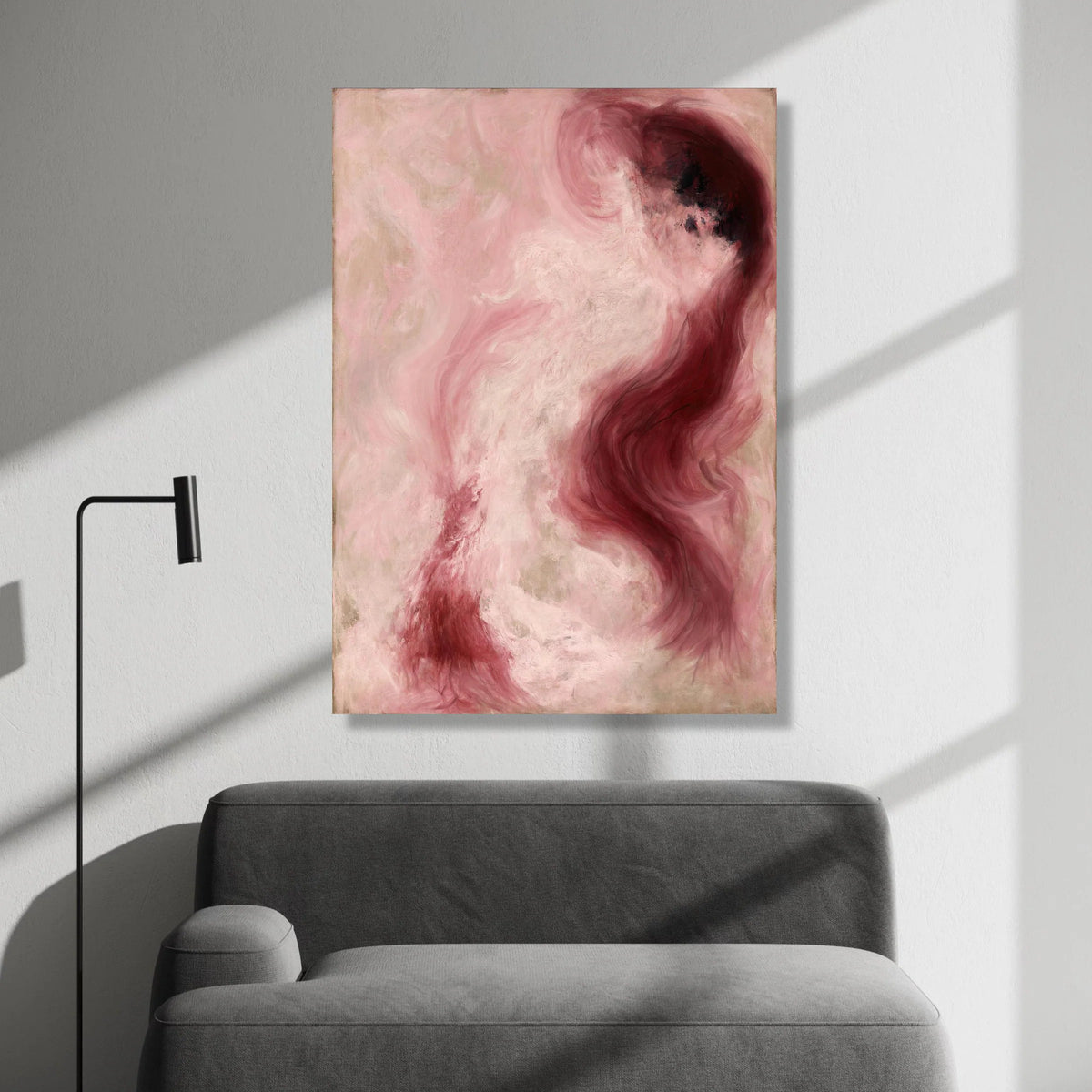 Abstract Pink and Burgundy Swirls Canvas, Modern Fluid Art Wall Decor, Soft Color Flow Design, Contemporary Home Decoration Canvas Print Art