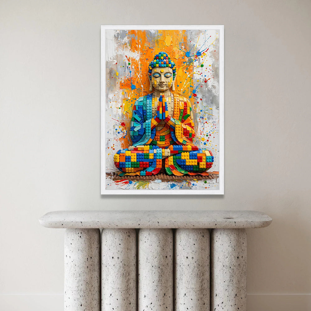 Colorful Buddha Statue Canvas Wall Art, Modern Spiritual Meditation Decor, Vibrant Contemporary Abstract Canvas, Home Zen Canvas Print Art