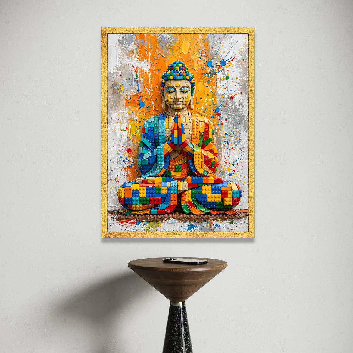 Colorful Buddha Statue Canvas Wall Art, Modern Spiritual Meditation Decor, Vibrant Contemporary Abstract Canvas, Home Zen Canvas Print Art