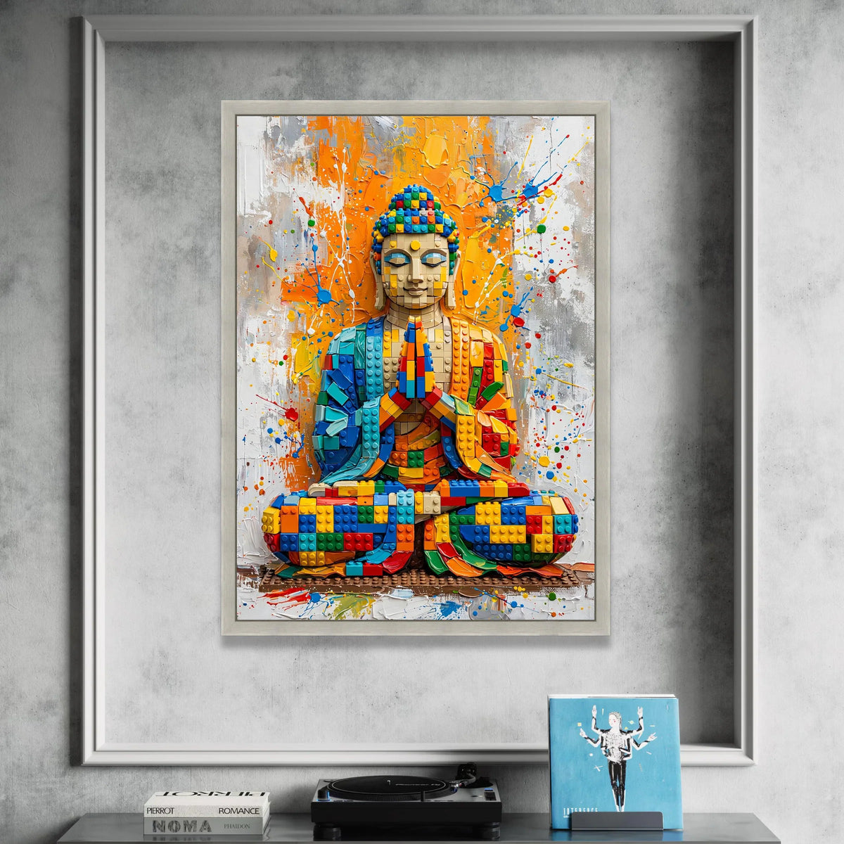 Colorful Buddha Statue Canvas Wall Art, Modern Spiritual Meditation Decor, Vibrant Contemporary Abstract Canvas, Home Zen Canvas Print Art