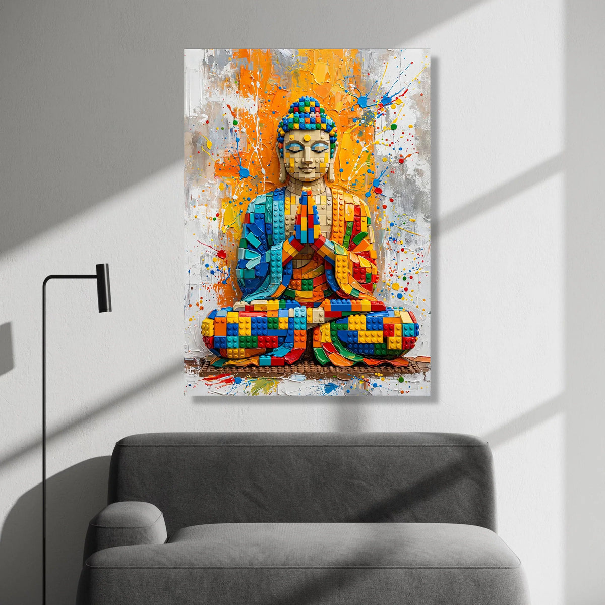 Colorful Buddha Statue Canvas Wall Art, Modern Spiritual Meditation Decor, Vibrant Contemporary Abstract Canvas, Home Zen Canvas Print Art