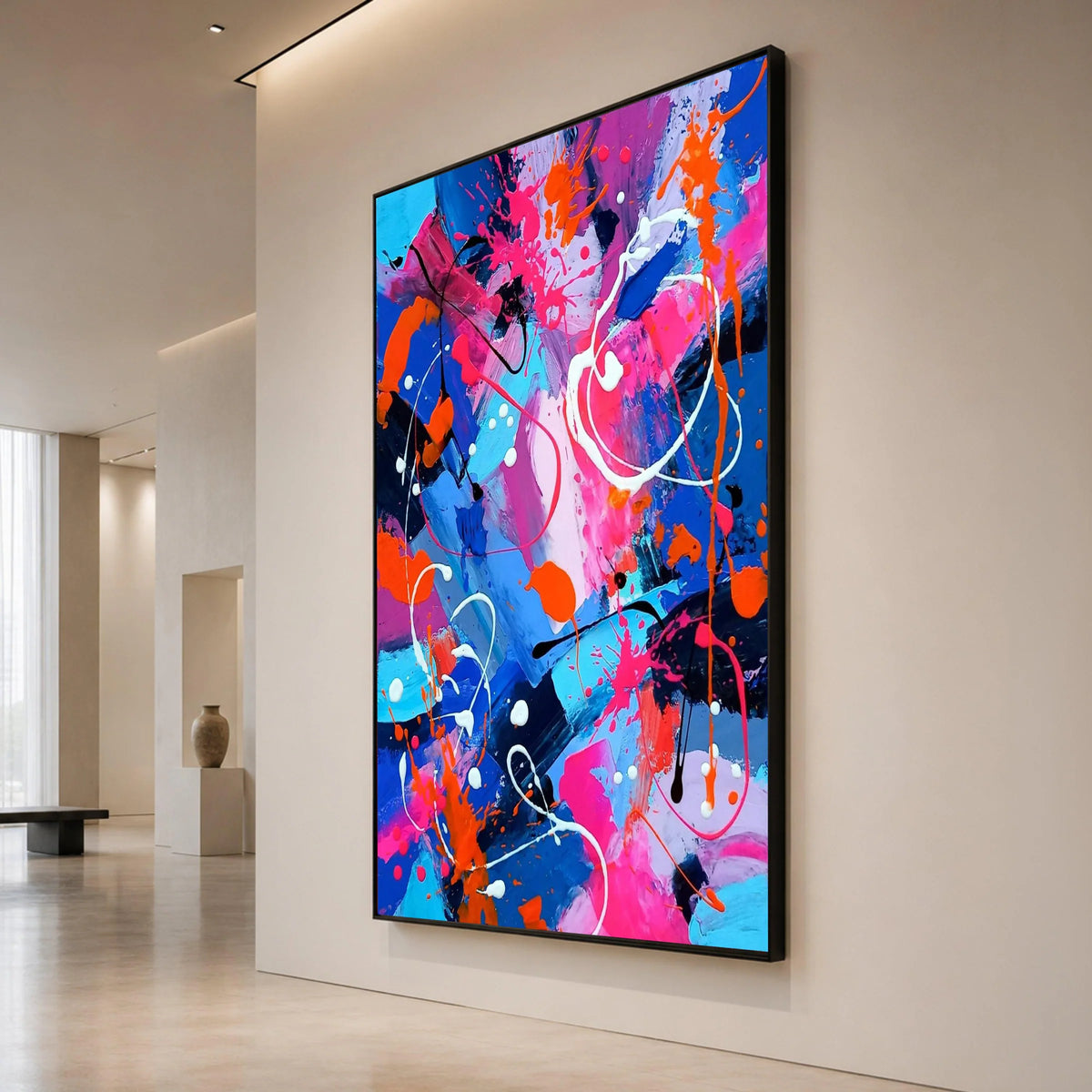 Vibrant Abstract Splash Canvas, Colorful Brushstroke Wall Art, Modern Home Decoration, Expressive Paint Design, Ready to Canvas Print Art