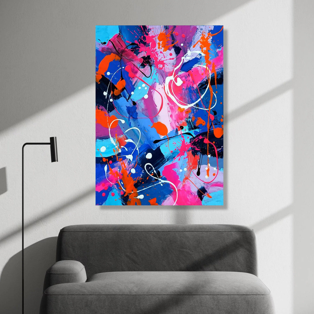 Vibrant Abstract Splash Canvas, Colorful Brushstroke Wall Art, Modern Home Decoration, Expressive Paint Design, Ready to Canvas Print Art