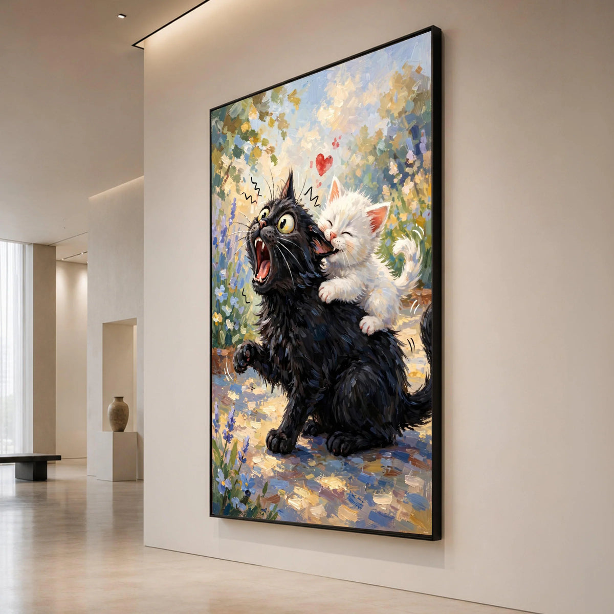 Playful Kittens Canvas Wall Art, Cute Cat Illustration, Whimsical Animal Canvas, Adorable Pet Wall Decor, Fun Feline Canvas Print Art