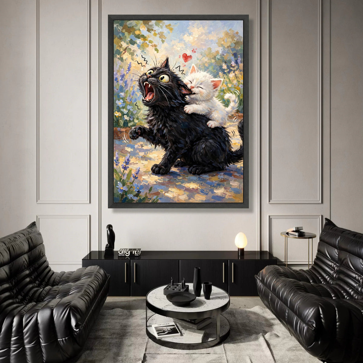 Playful Kittens Canvas Wall Art, Cute Cat Illustration, Whimsical Animal Canvas, Adorable Pet Wall Decor, Fun Feline Canvas Print Art
