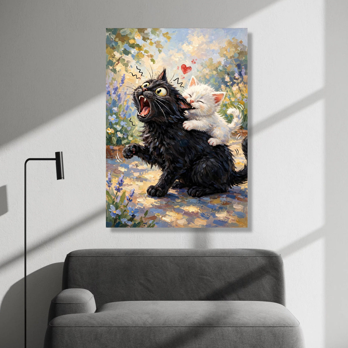 Playful Kittens Canvas Wall Art, Cute Cat Illustration, Whimsical Animal Canvas, Adorable Pet Wall Decor, Fun Feline Canvas Print Art